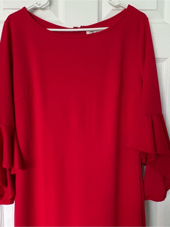 Fashion Dresses & Skirts - Women's Red Ruffle-Sleeve Tunic Top